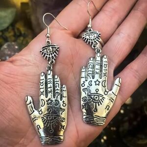 Silver Hand of Fatima Earrings